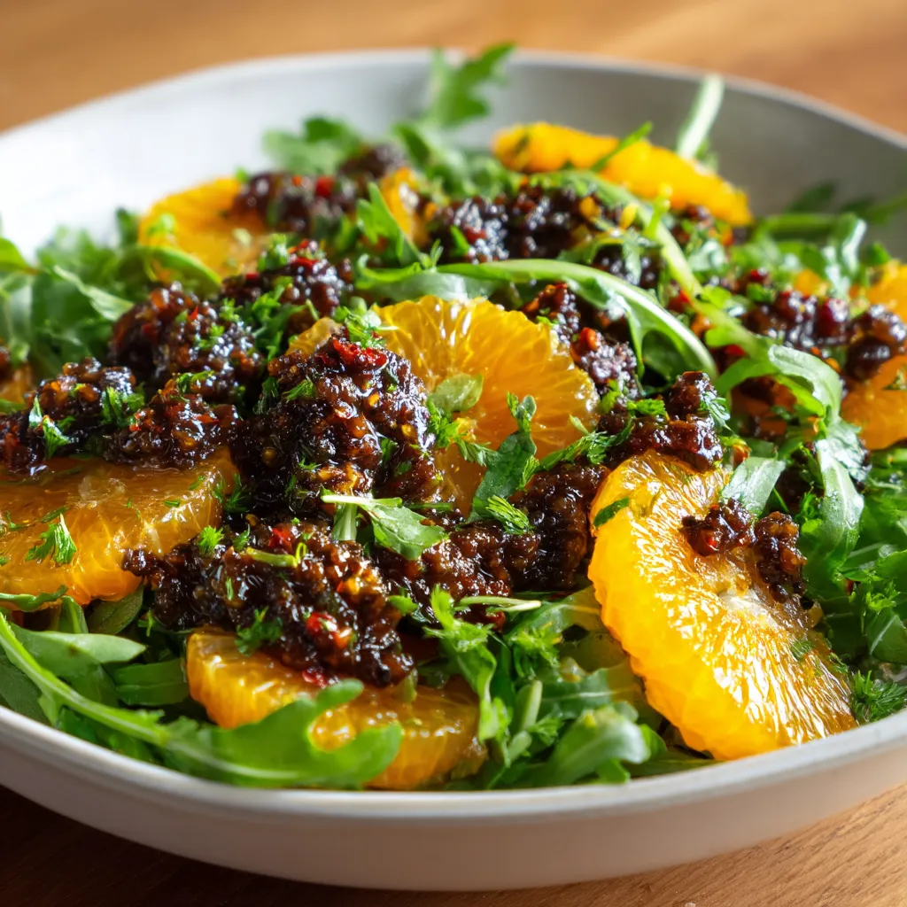 Salad de espinacas con naranjas y aceite de oliva.