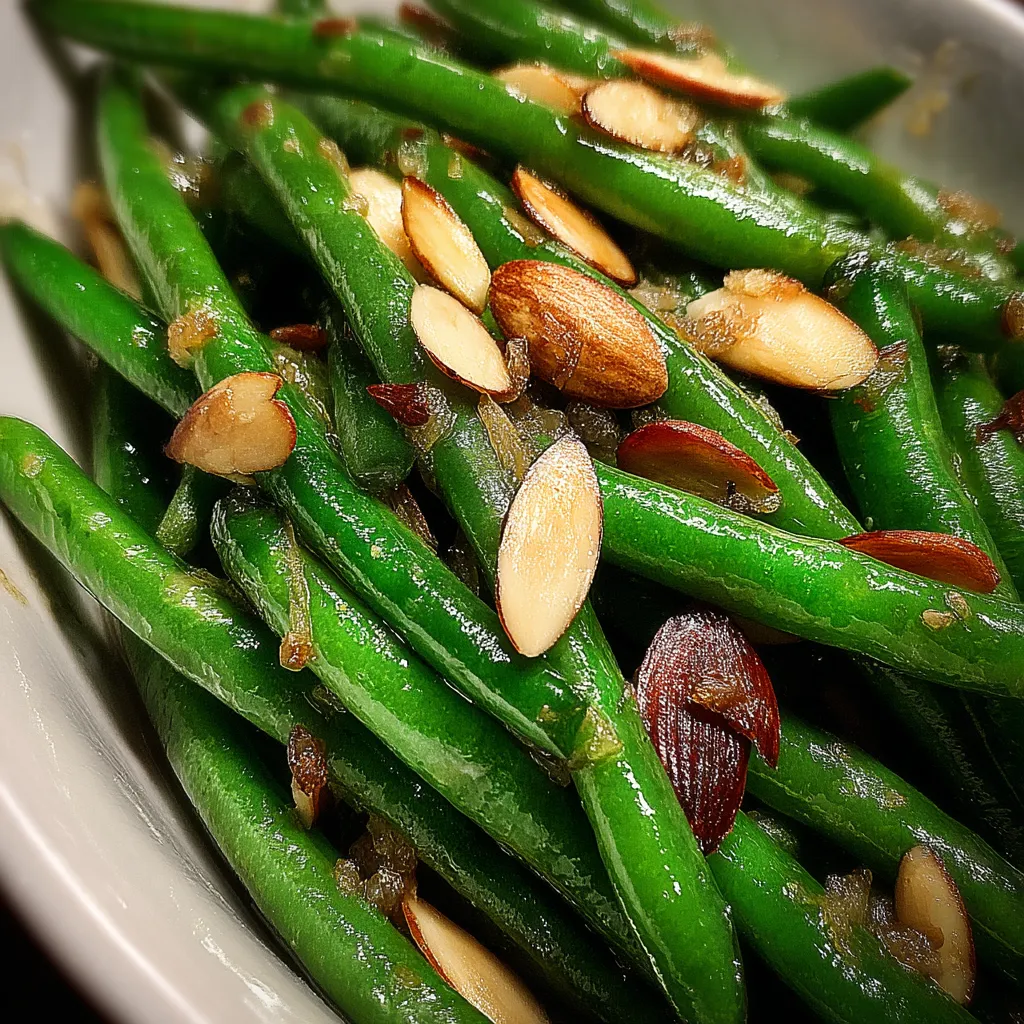 Un plato de verduras con almendras y ajo.