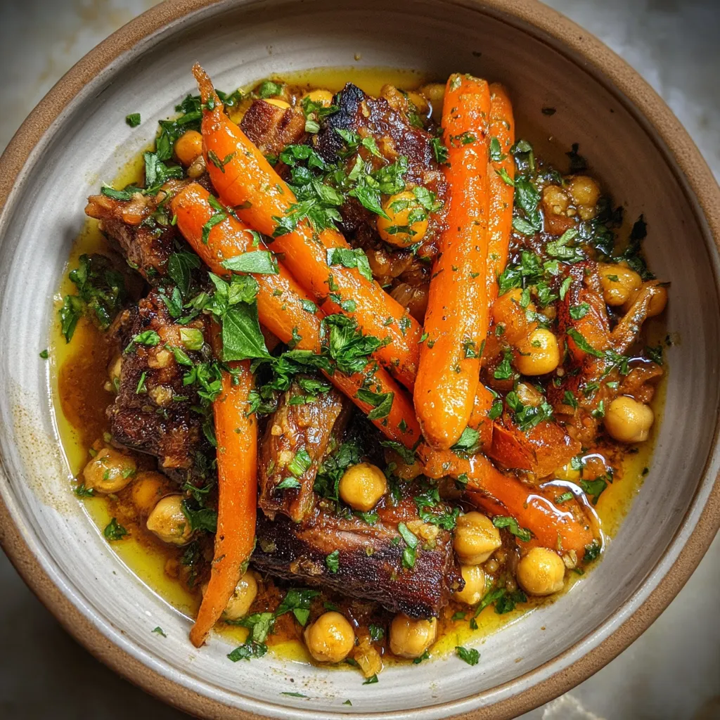 Carne de cerdo y garbanzos con papas.