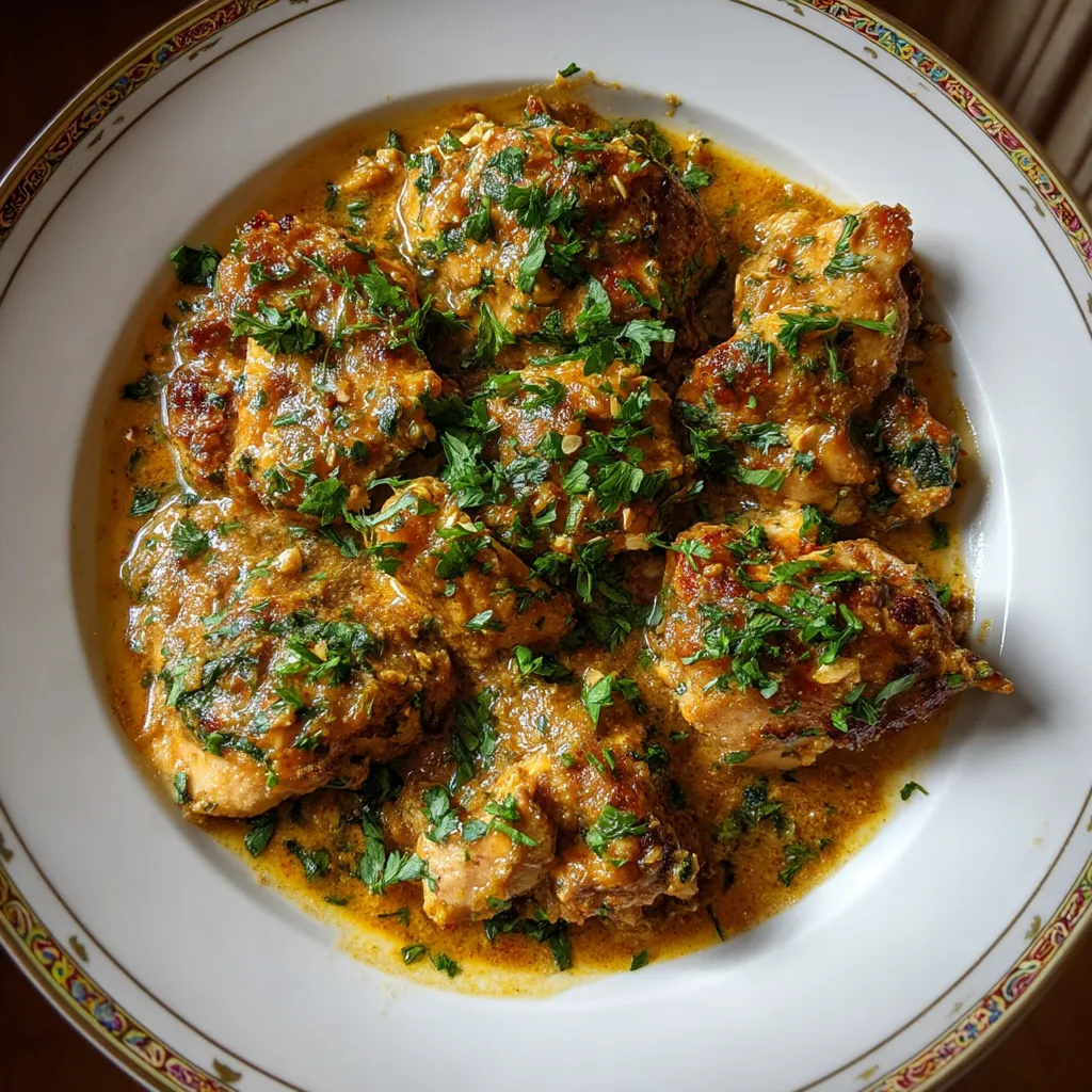 Chicken with Almond and Garlic Sauce.