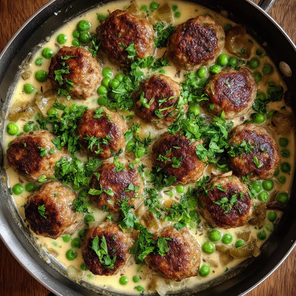 Meatballs con verduras y salsa de vino blanco.