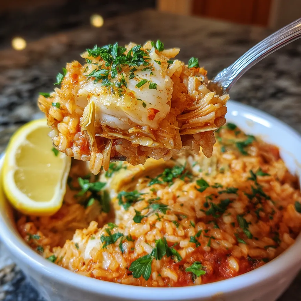 Rice bake con cod y artichoke.