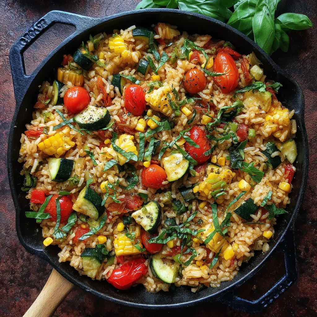 Rice con verduras y tomates.