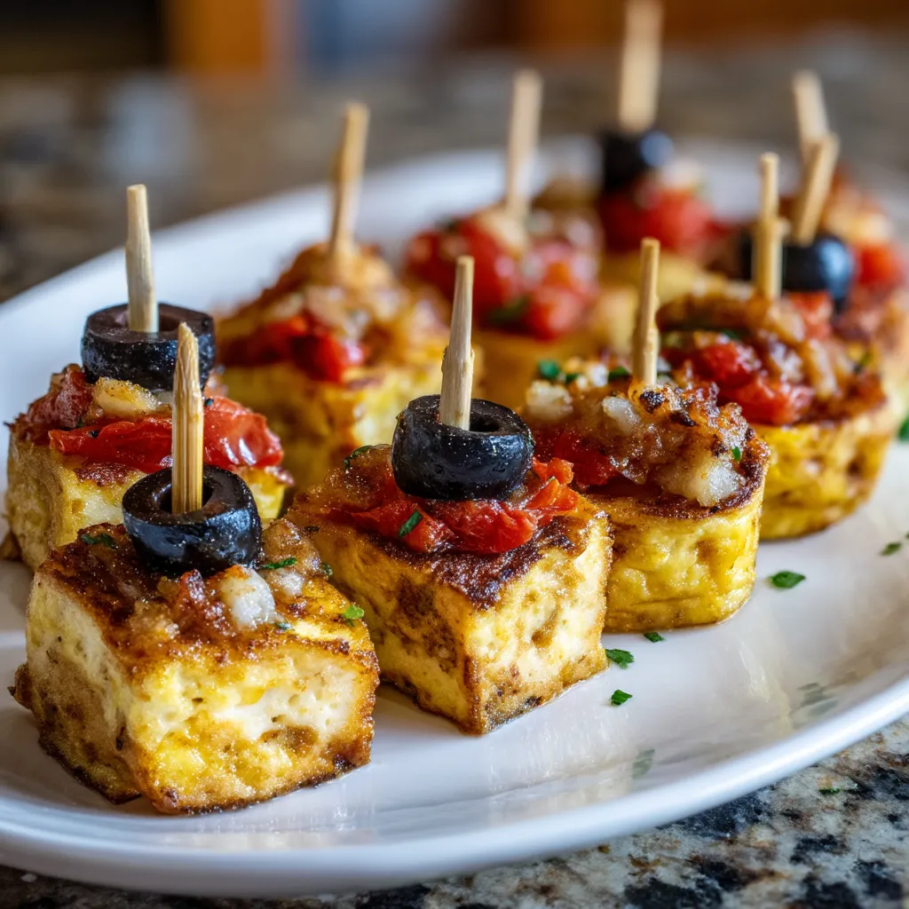 Mini Spanish Omelette Skewers.