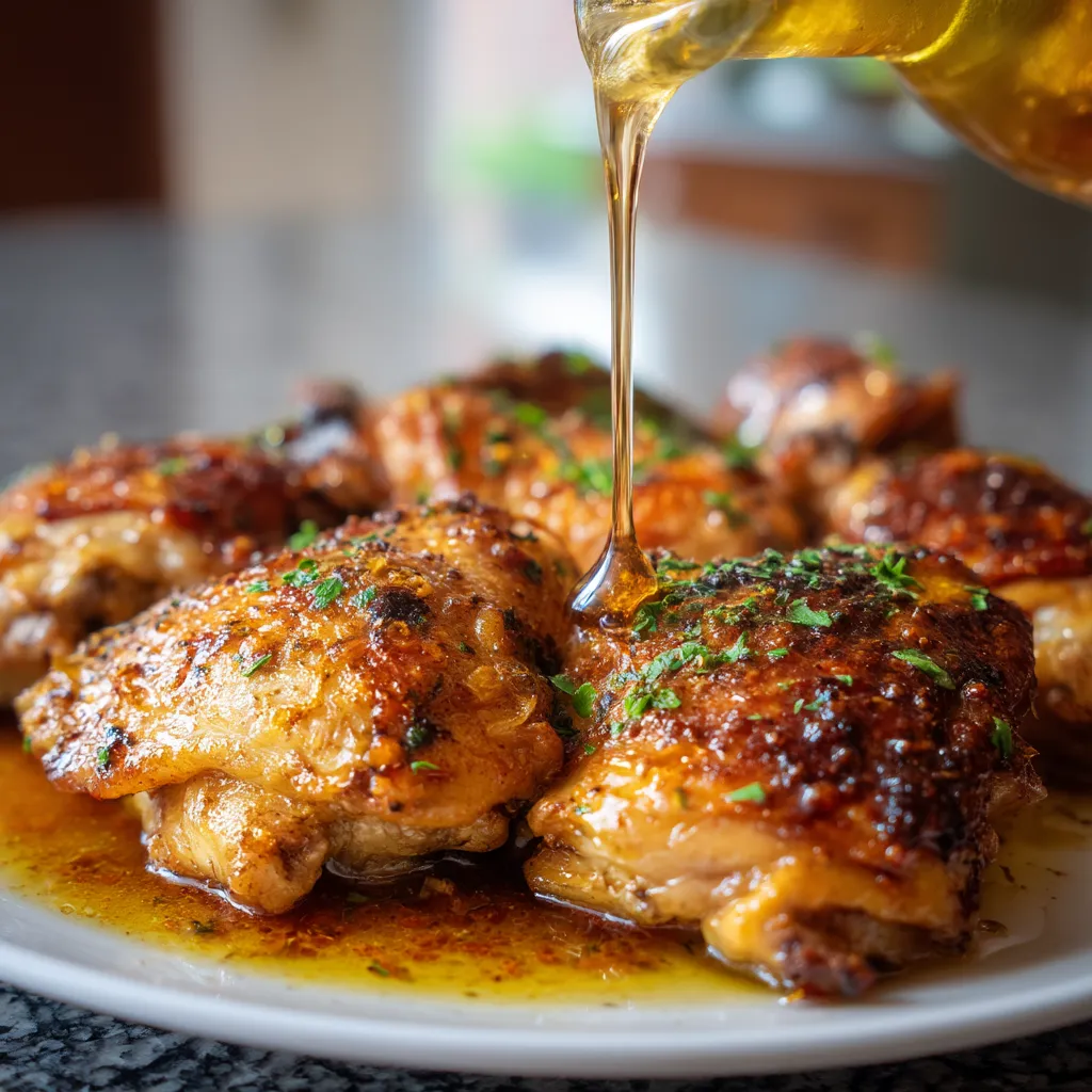 Pollo a la cerveza con miel.