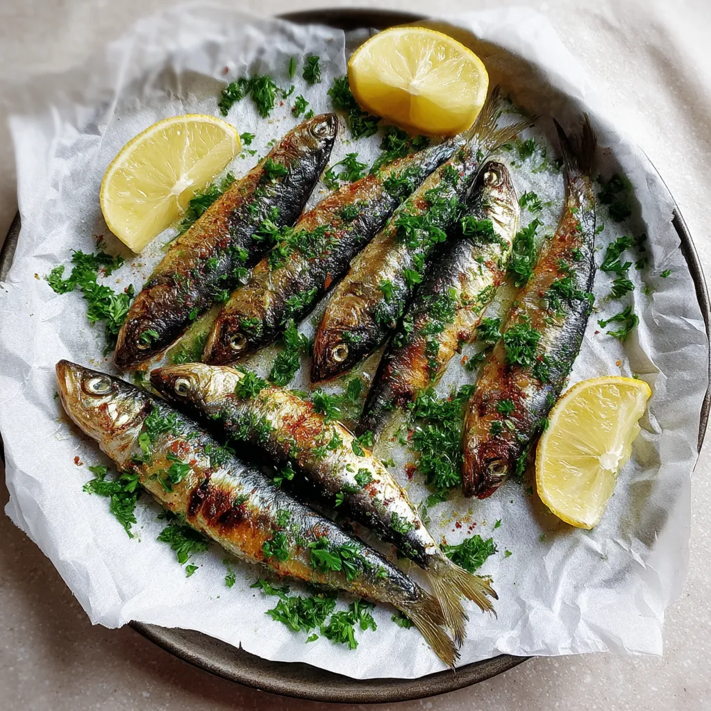 Sardinas au four con limón y perejil.