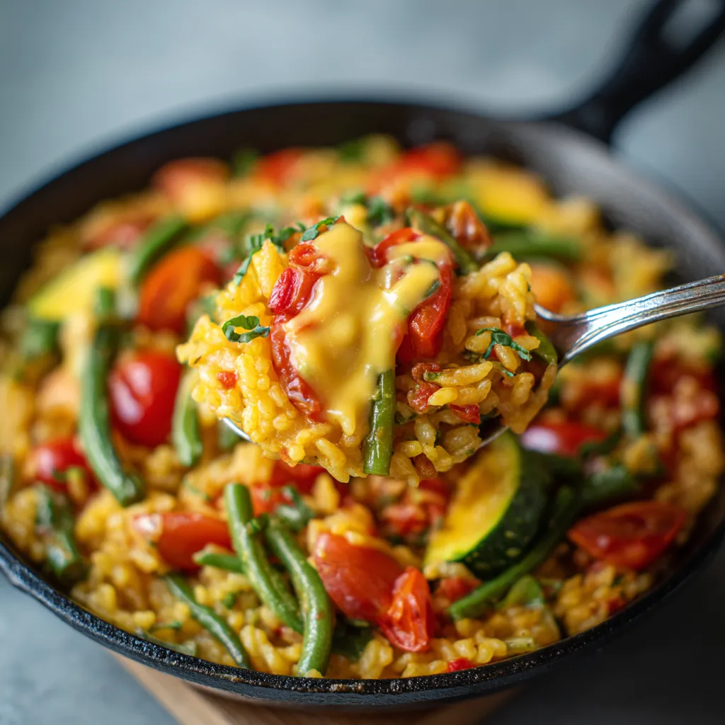 Un plato de arroz con verduras y aioli.
