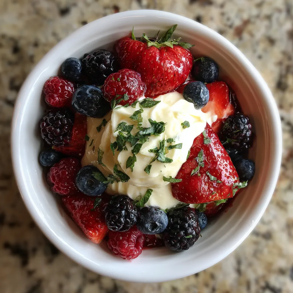 Cava-Soaked Berries with Lemon Verbena Cream.