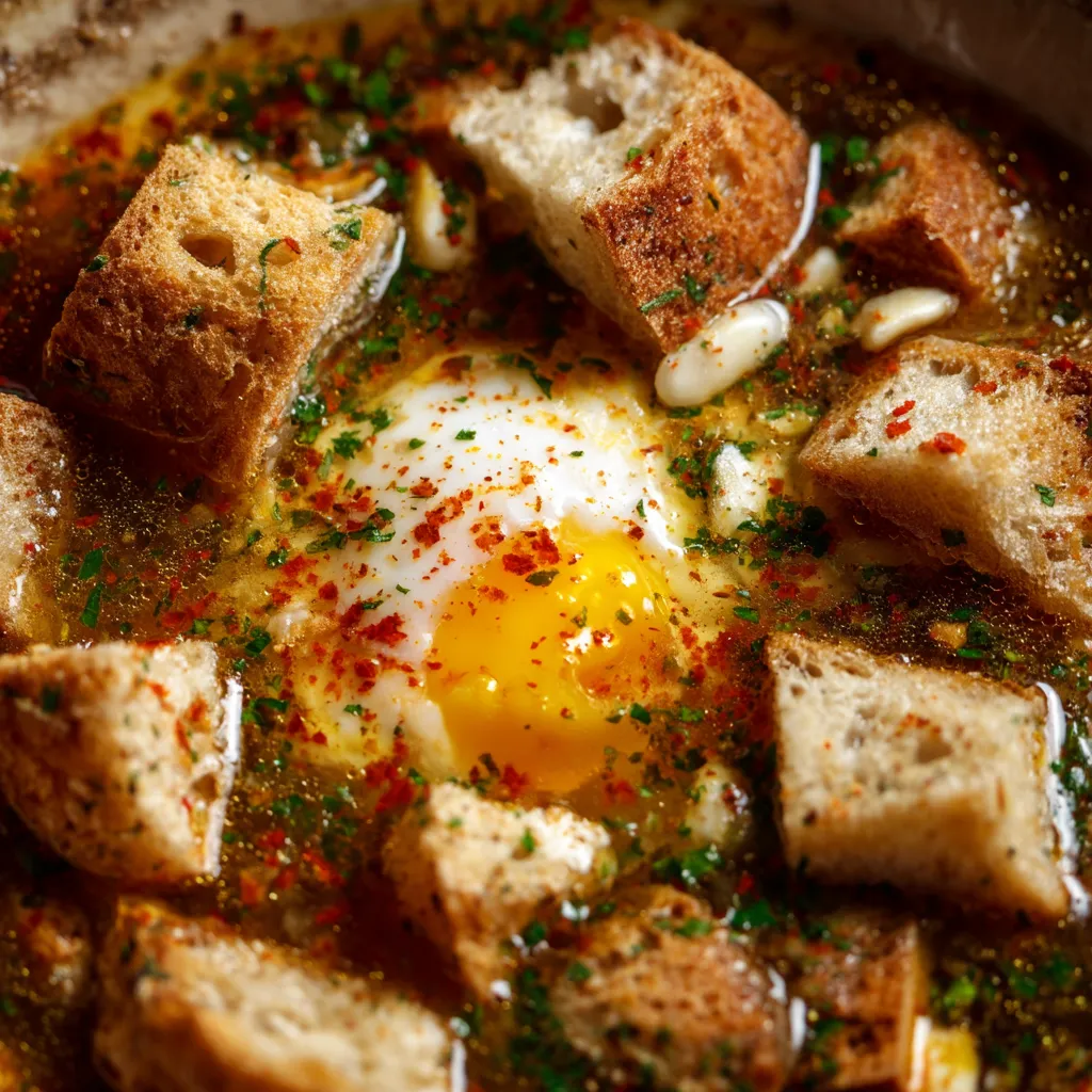 Revuelto con patatas y pimientos de Jaén.