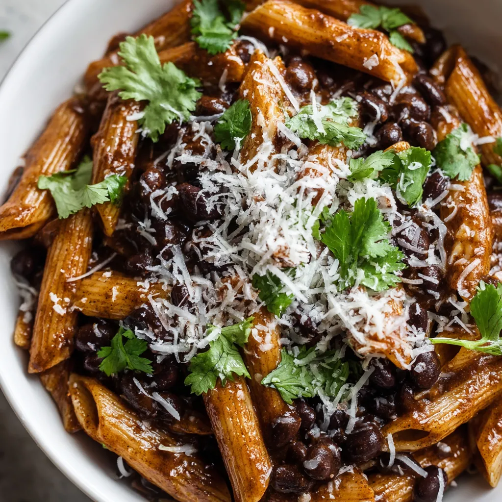 Penne con salsa mole de chocolate.