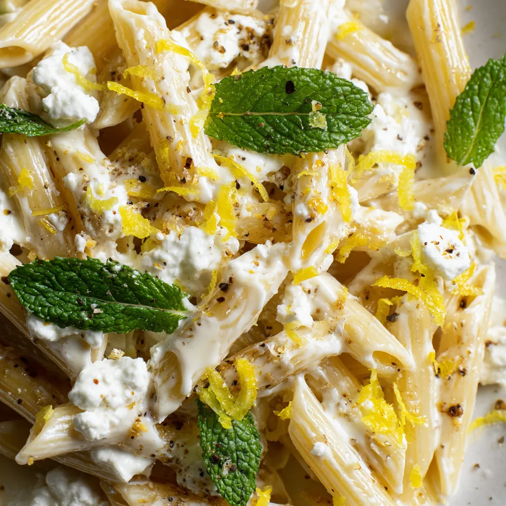 Penne con queso blanco, limón y ricotta.