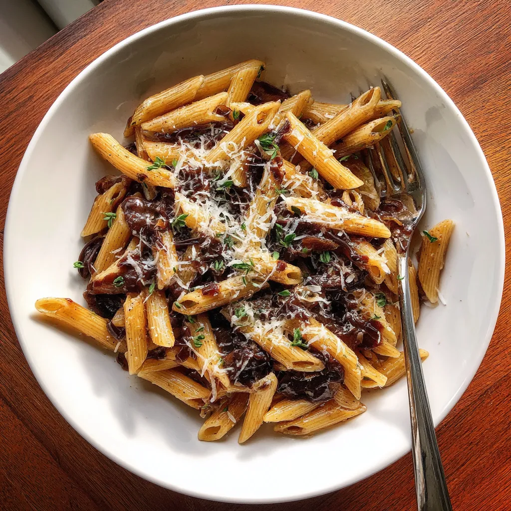 Penne con salsa de chocolate y vino tinto.