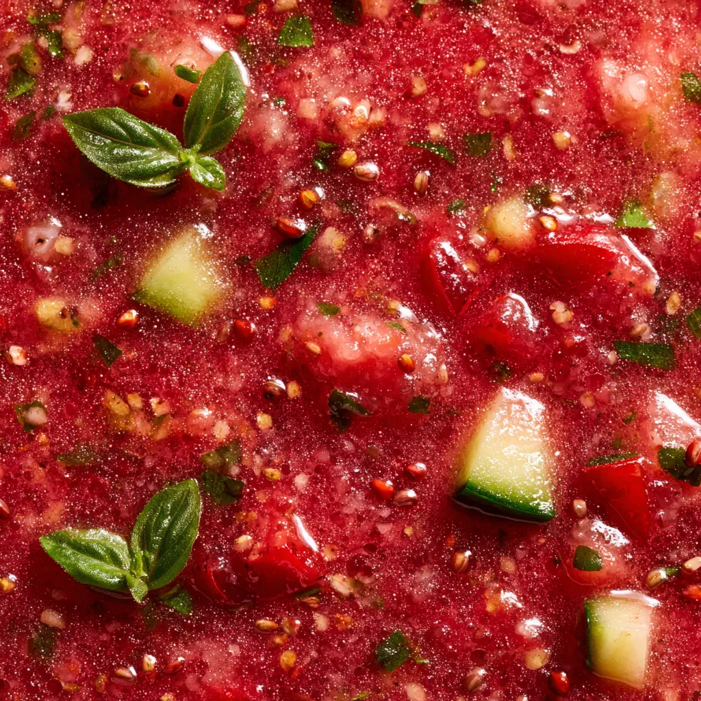 Gazpacho con fresas y hierbas.