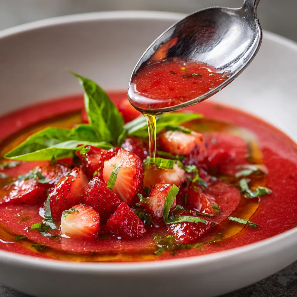 Strawberry and basil gazpacho.
