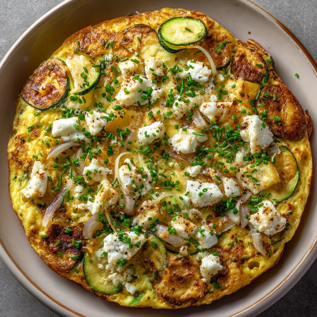 Omelette con zucchini y queso de cabra.