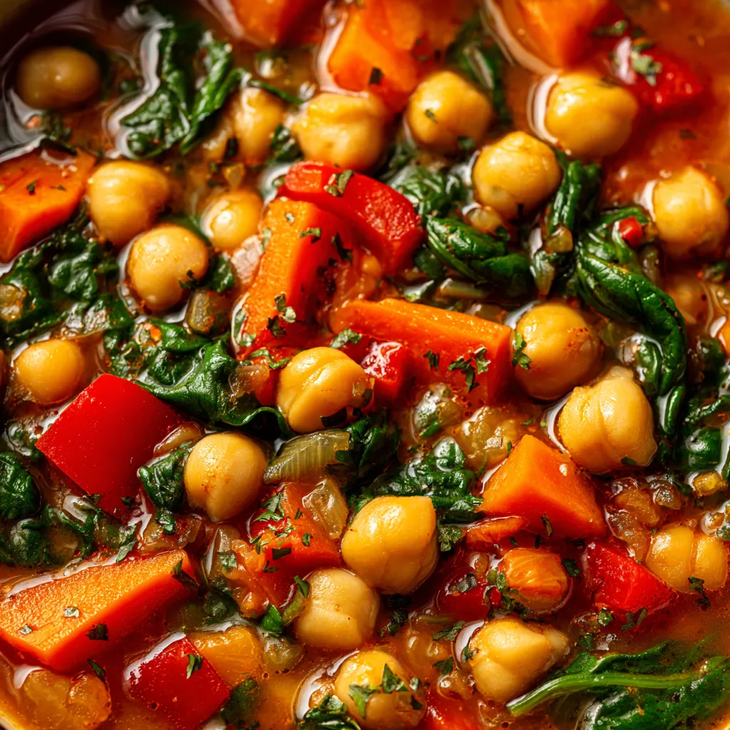 Chickpea stew with spinach and smoked paprika.