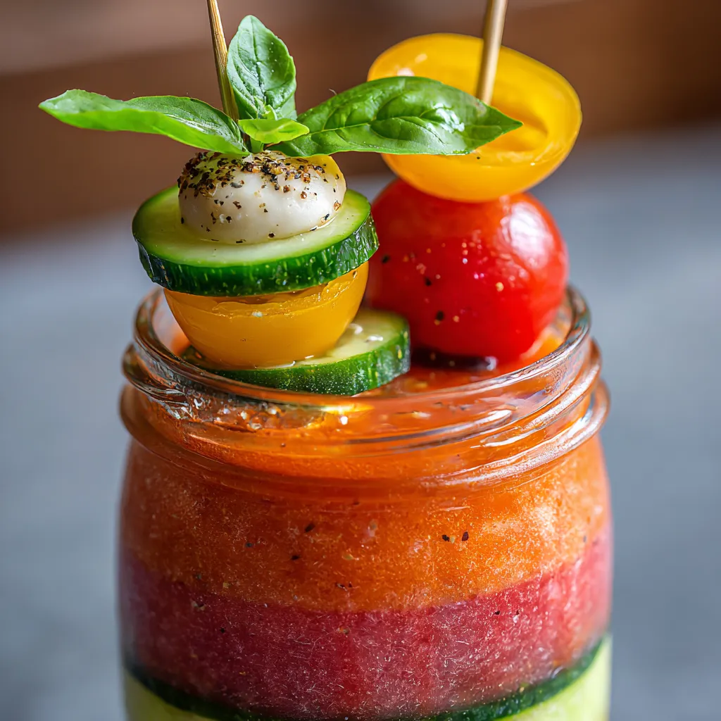 Sunset Gazpacho Mason Jars.