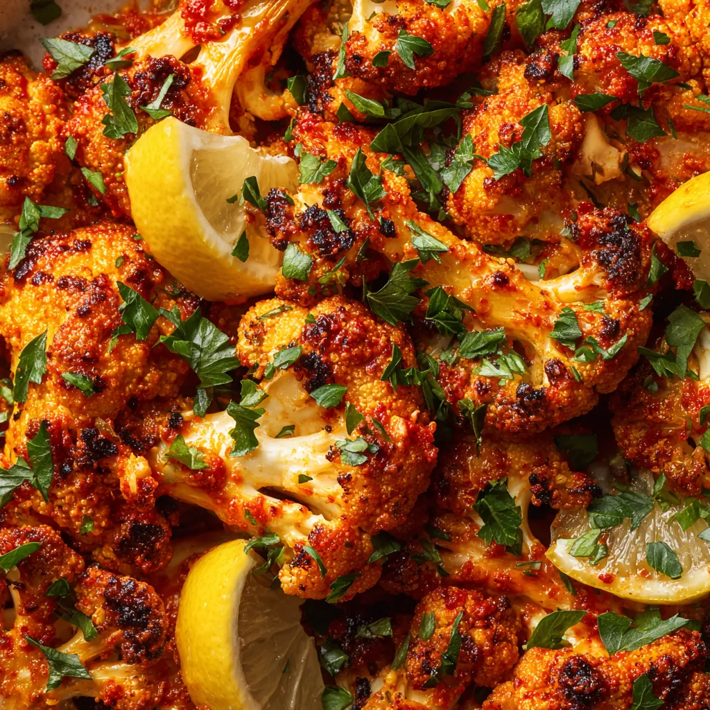 Romesco Cauliflower "Wings" con lemon y perejil.