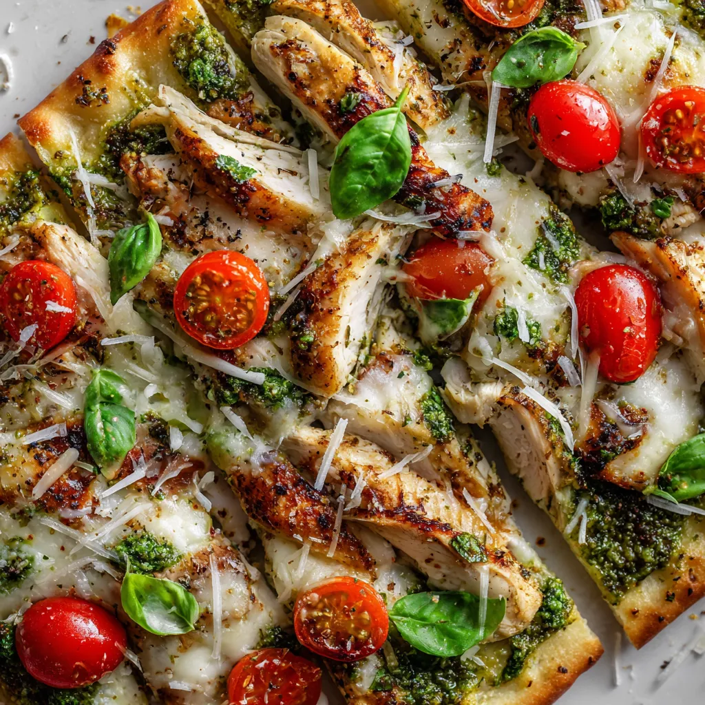 Grilled Pesto Chicken Flatbread.