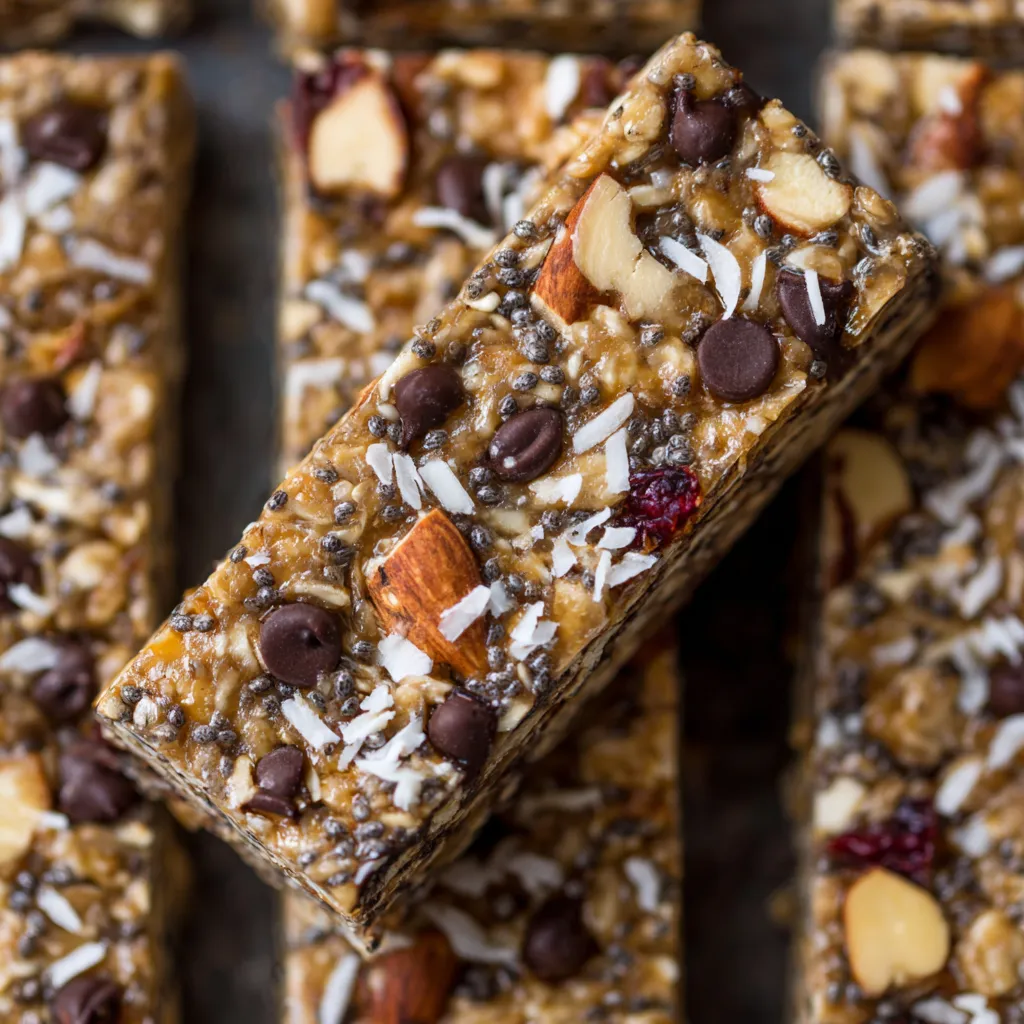 Barras de granola sin hornear.