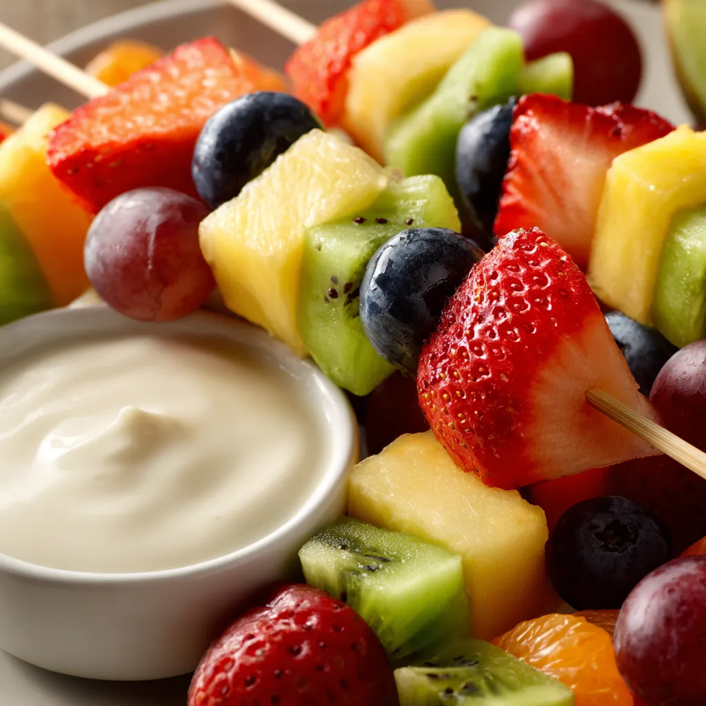Un plato de frutas con un diente de leche.
