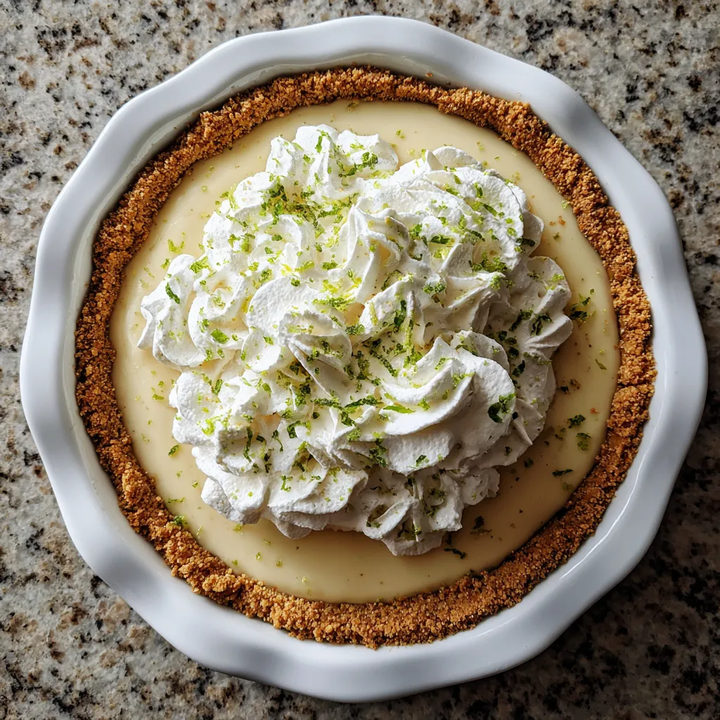 Un plato de pie de limón con crema y limones.