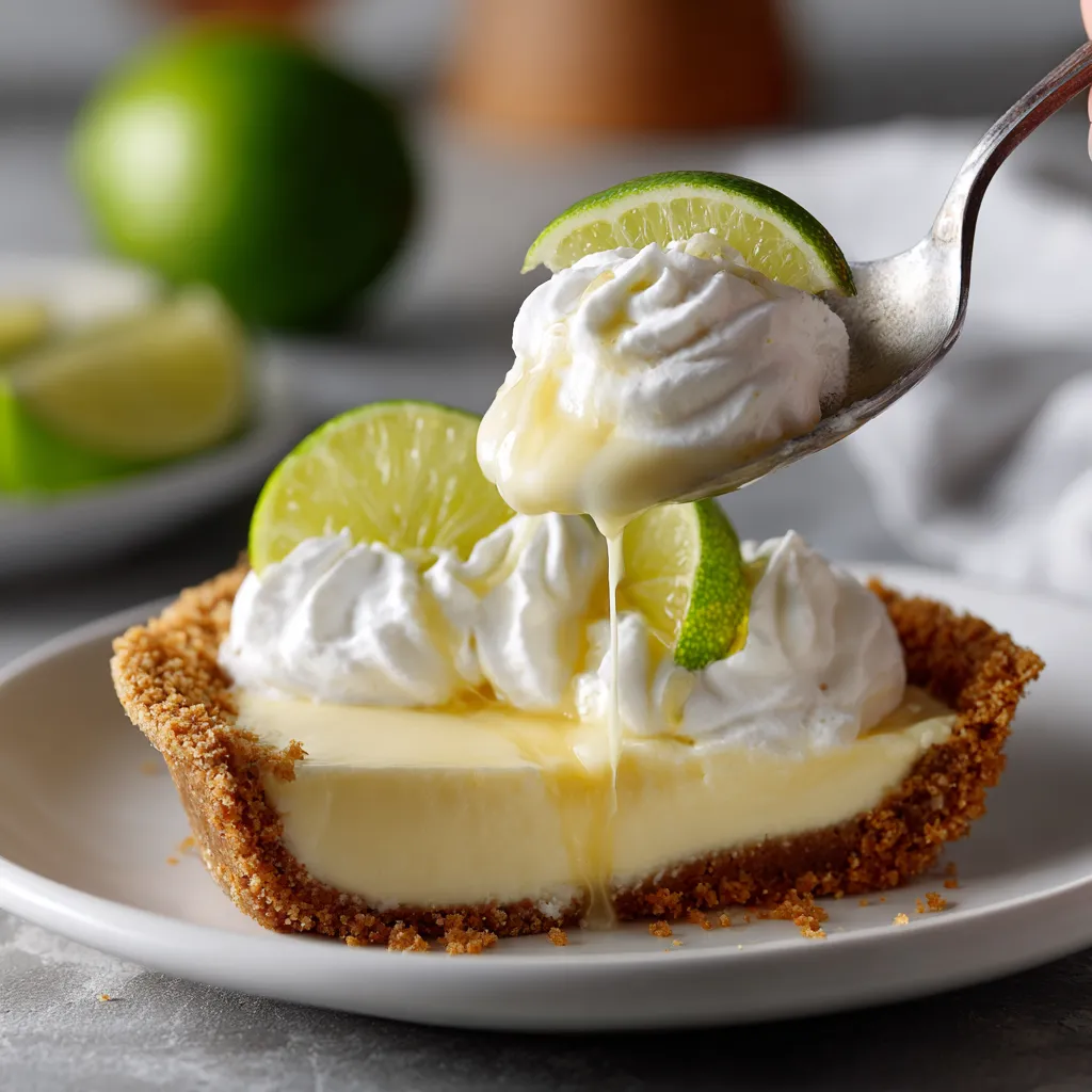 Una pie de limón con crema batida y limones.