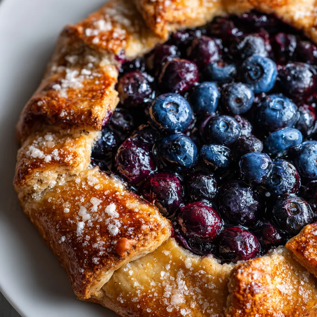 Un pastel de arándanos con arándanos azules y una base de masa.