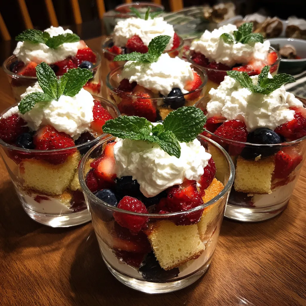 Cups de trifle con berries y crema.