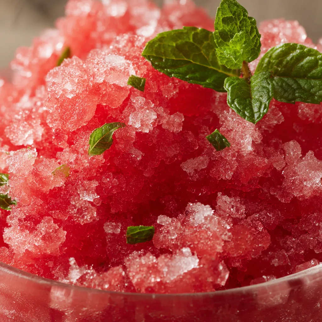 Mint watermelon granita.