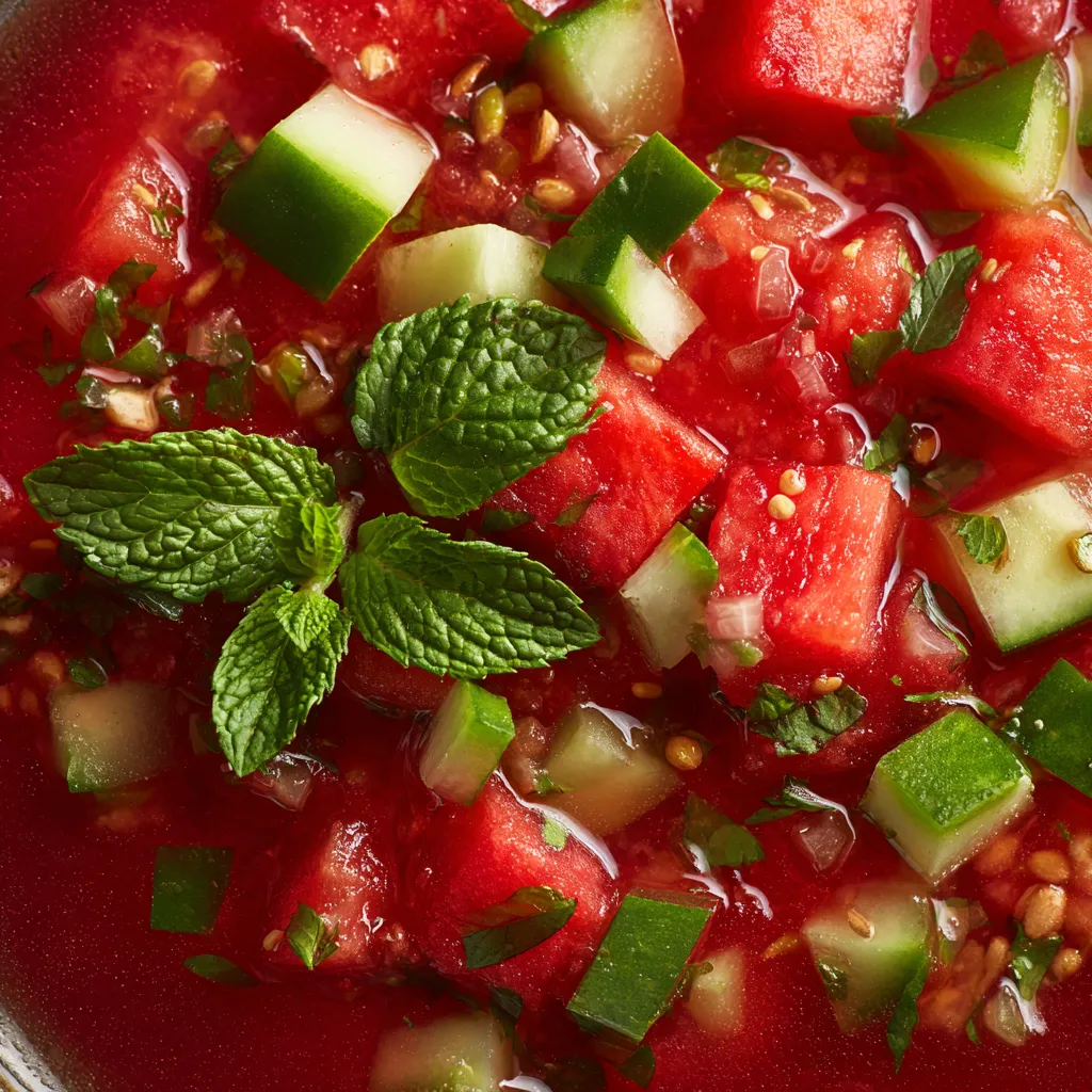 Gazpacho con verduras y tomate.
