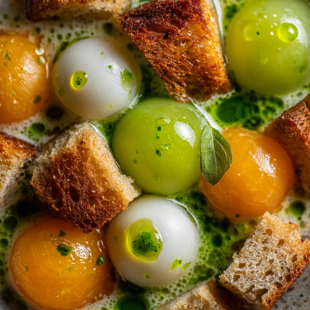 Ajoblanco con tostadas y huevos.