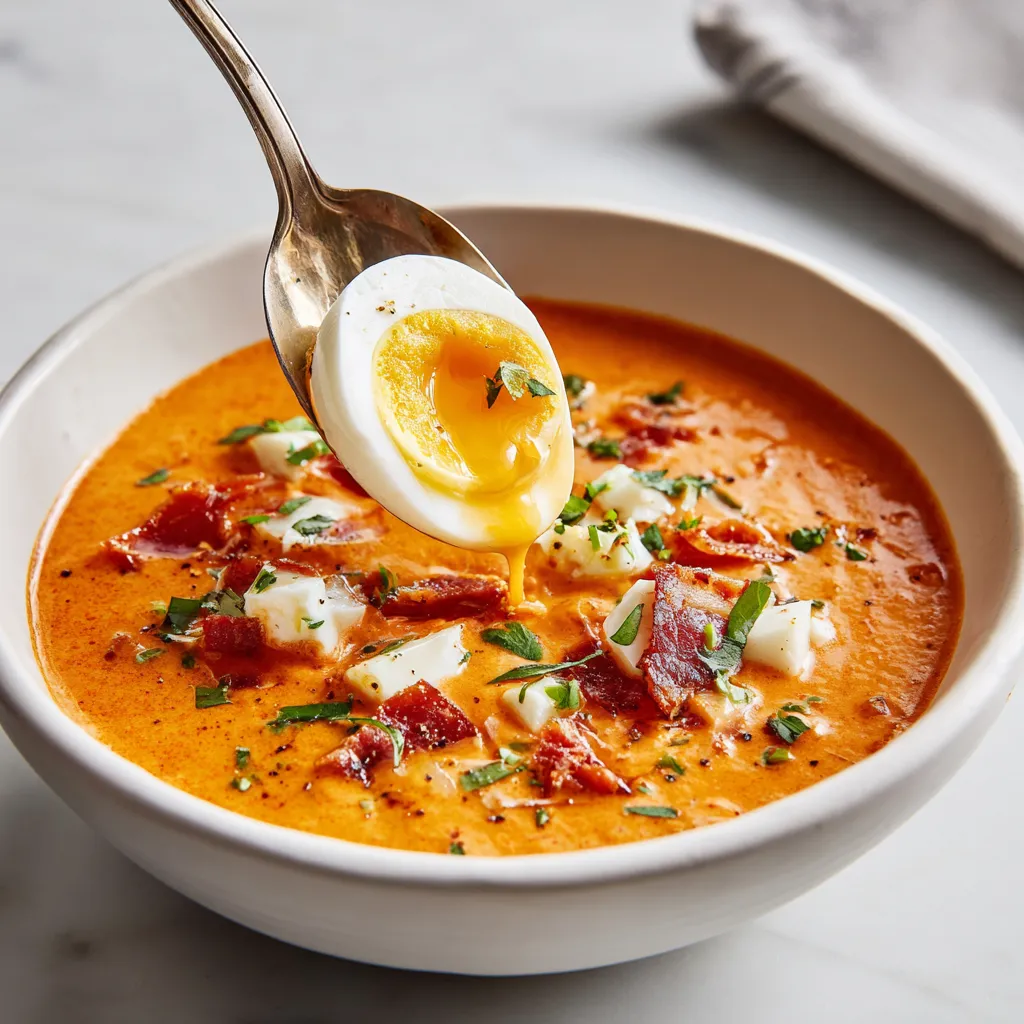 Una cacerola con salmorejo rafraîchissant.