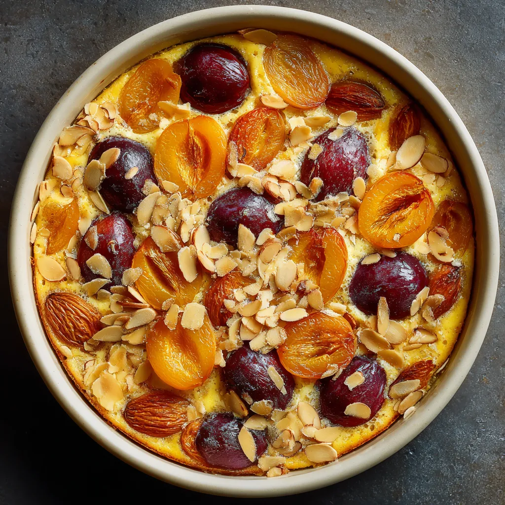 Un plato de mirabelle y almendras.