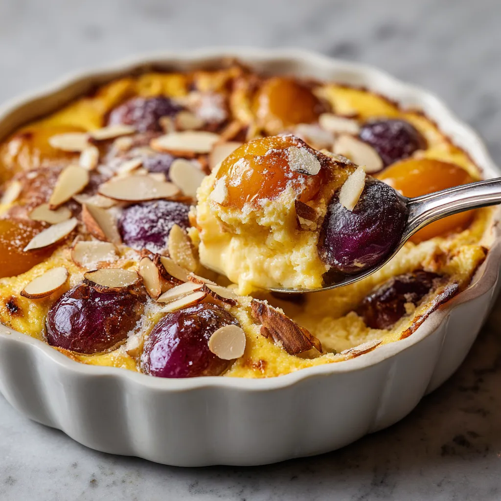 Un plato de mirabelle y almendras.