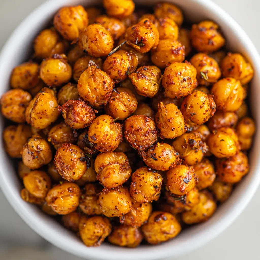 Garbanzos crujientes al horno con especias.