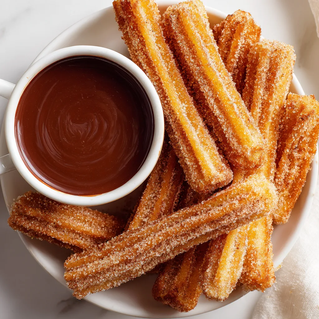 Un plato con churros caseros al horno y chocolate.