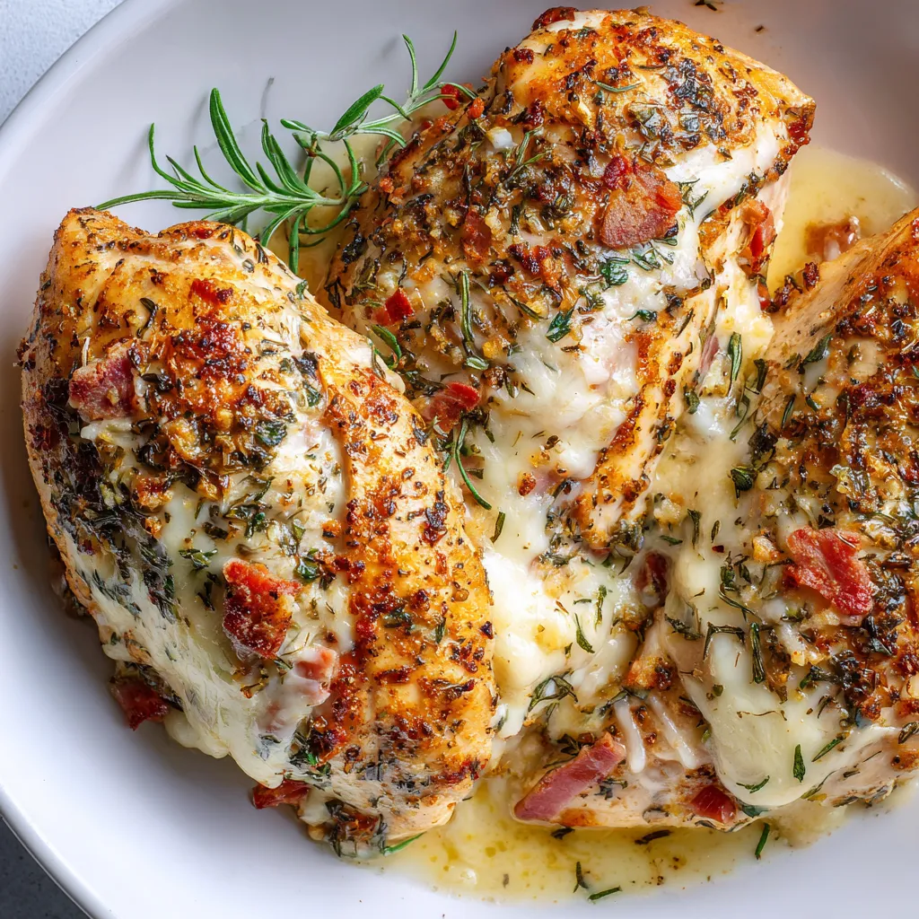 Pechugas de pollo rellenas de jamón y queso.