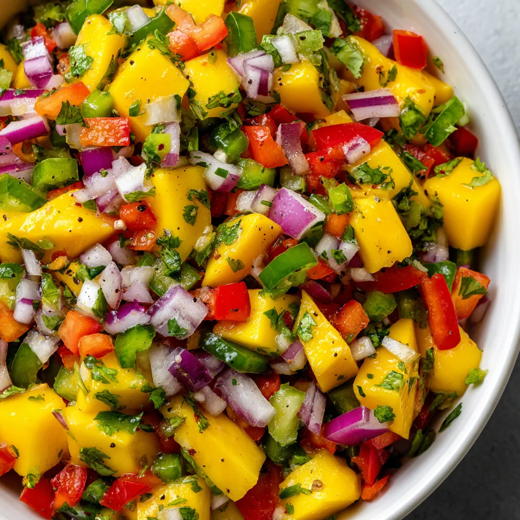 Mango salsa en un plato.