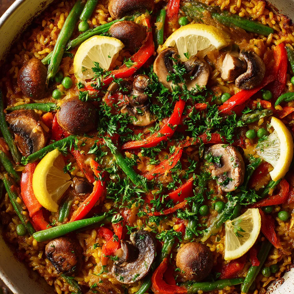Paella con chestnut y champiñones salvajes.