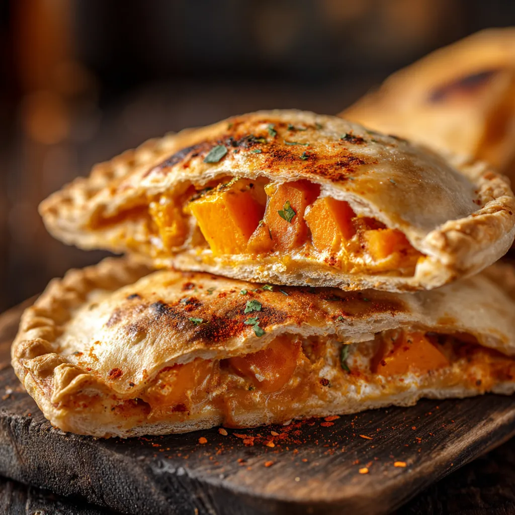 Empanadas de calabaza y queso de cabra con pimentón ahumado.