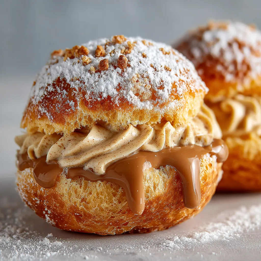 Buñuelos de viento ligeros rellenos de crema de castañas.