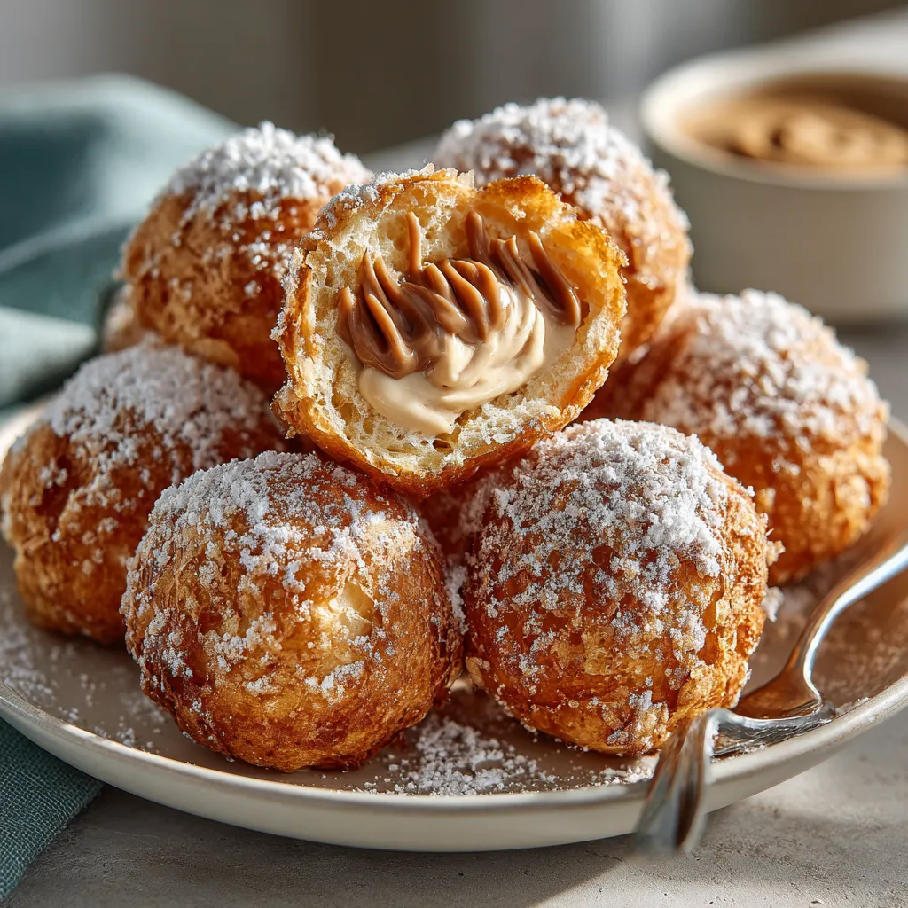 Buñuelos de viento ligeros rellenos de crema de castañas.