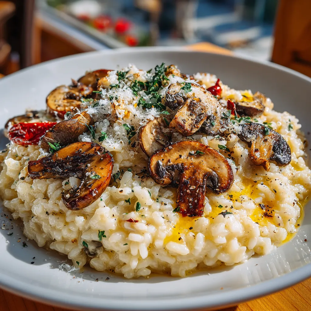 Arroz cremoso con setas y trufa.