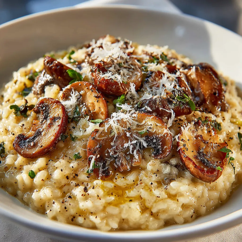 Arroz cremoso con setas y trufa.
