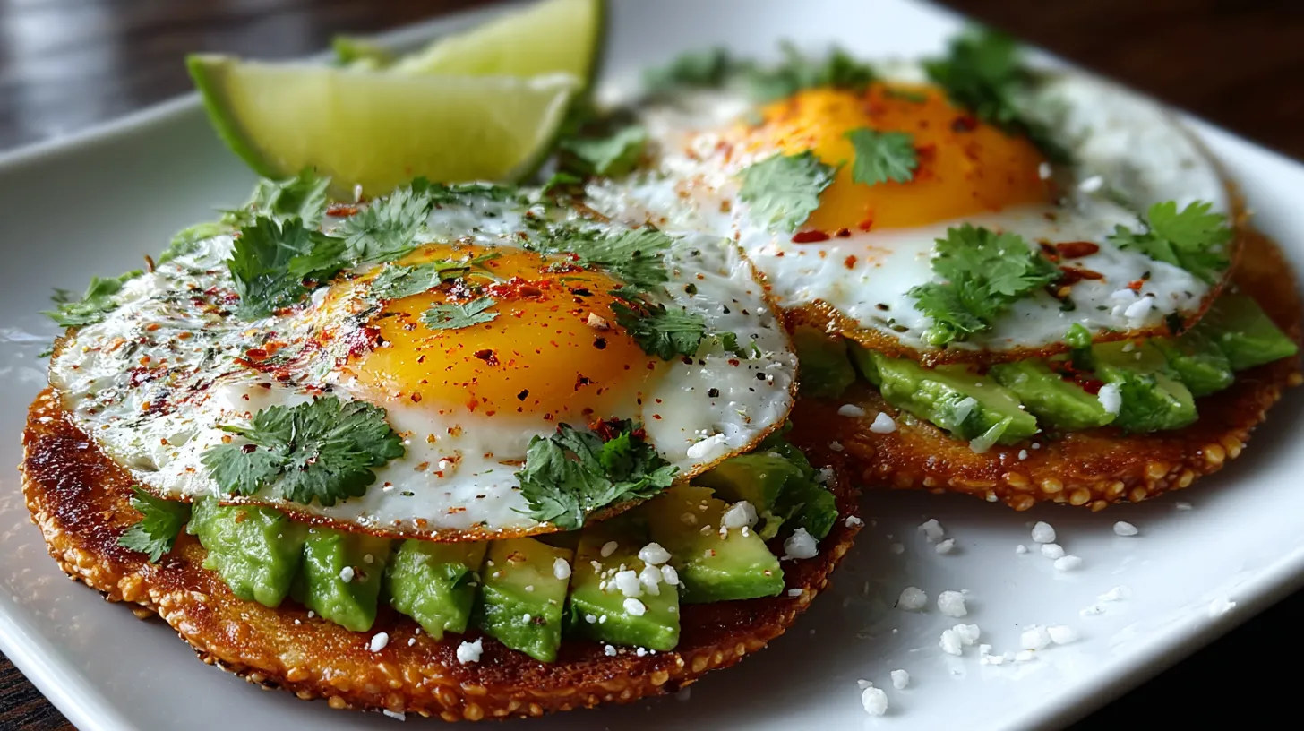 A plate of food with eggs and avocado.
