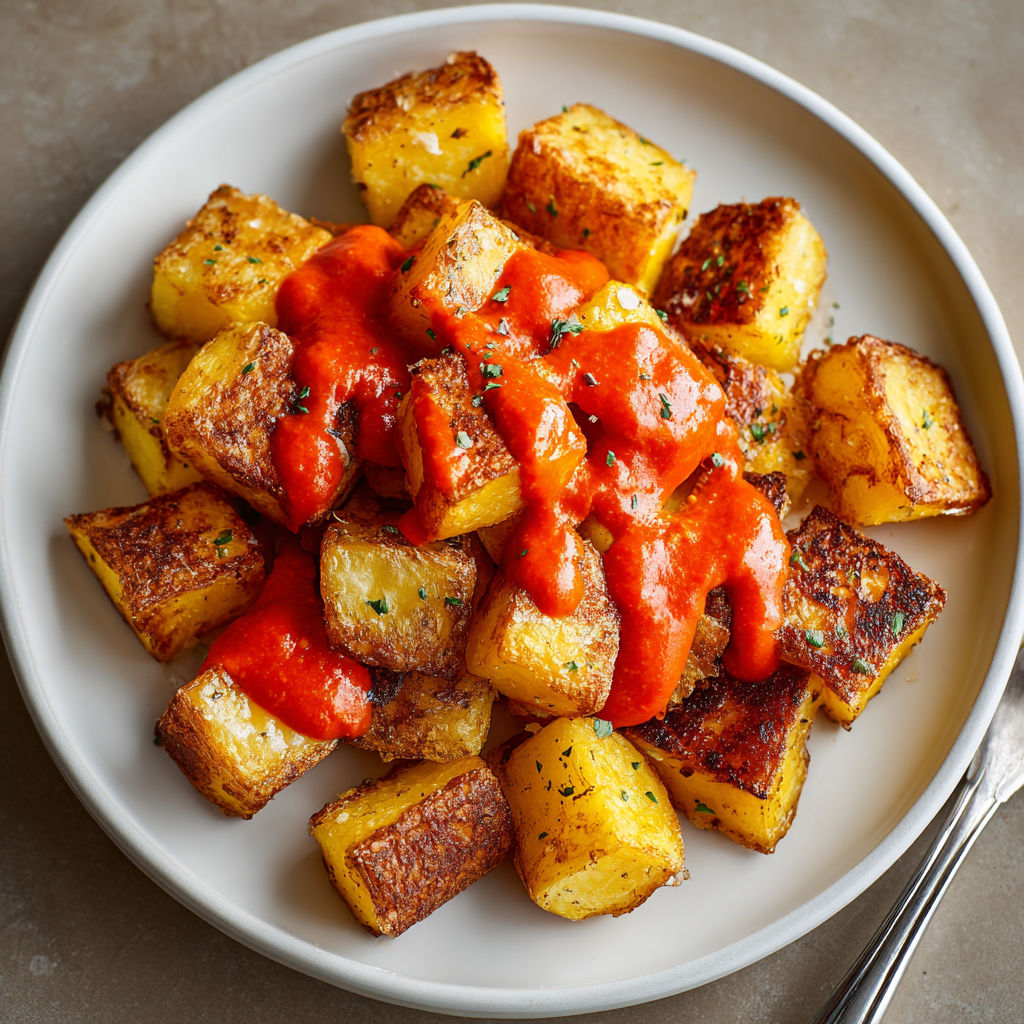 A plate of food with a red sauce on top.