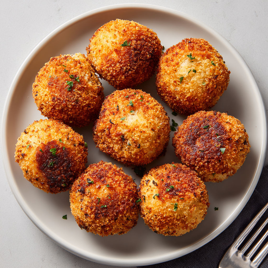 A plate of croquetas de setas y jamon iberico.