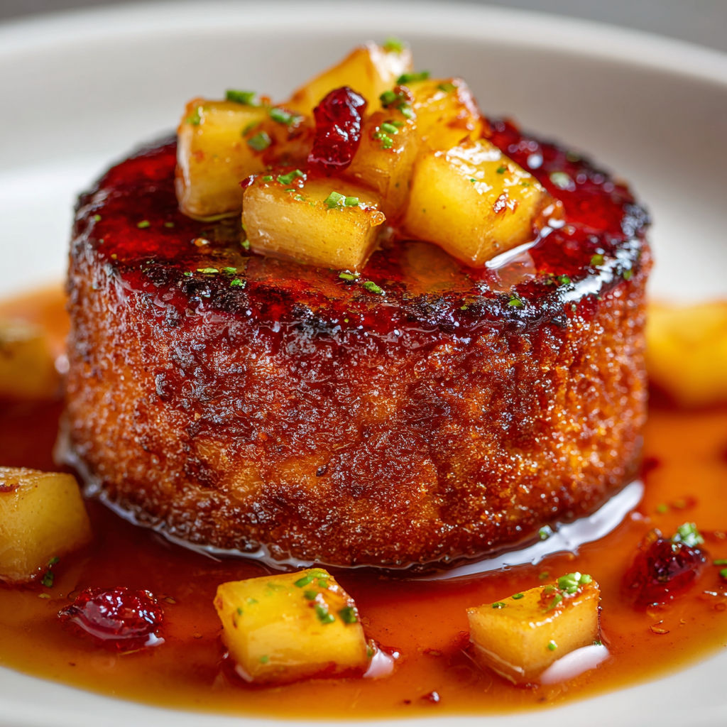 A plate of food with a sauce on it.