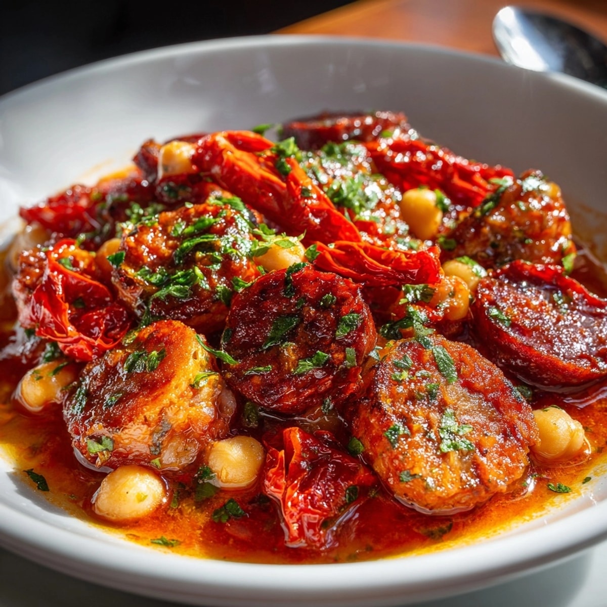 Callos a la Madrileña humeantes, un guiso reconfortante con aroma a pimentón y chorizo casero.